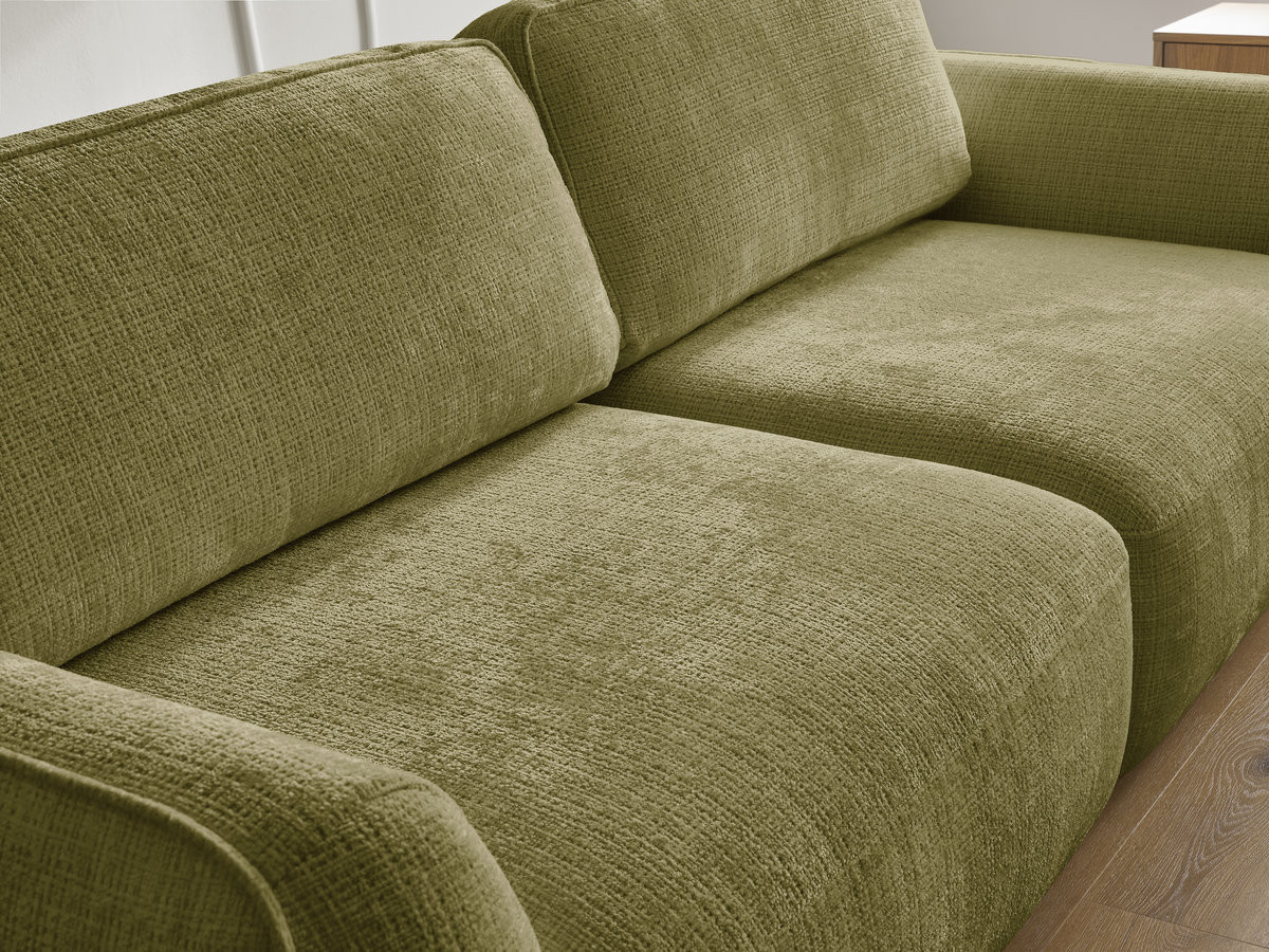 Bobochic Denise Schlafsofa 3-Sitzer mit Bettkasten Strukturstoff Grün