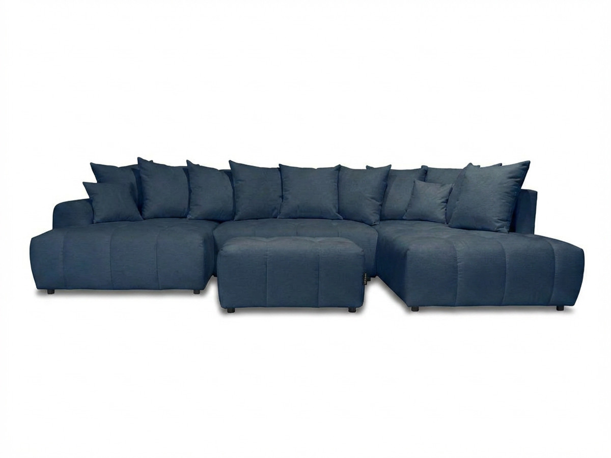 Bobochic Roxelane Wohnlandschaft mit Pouf Melange-Stoff Dunkelblau Ecke links