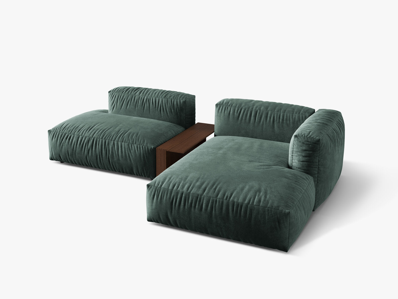 Micadoni Ecksofa Martina 2-Sitzer mit Couchtisch Rechts Samt Petrol