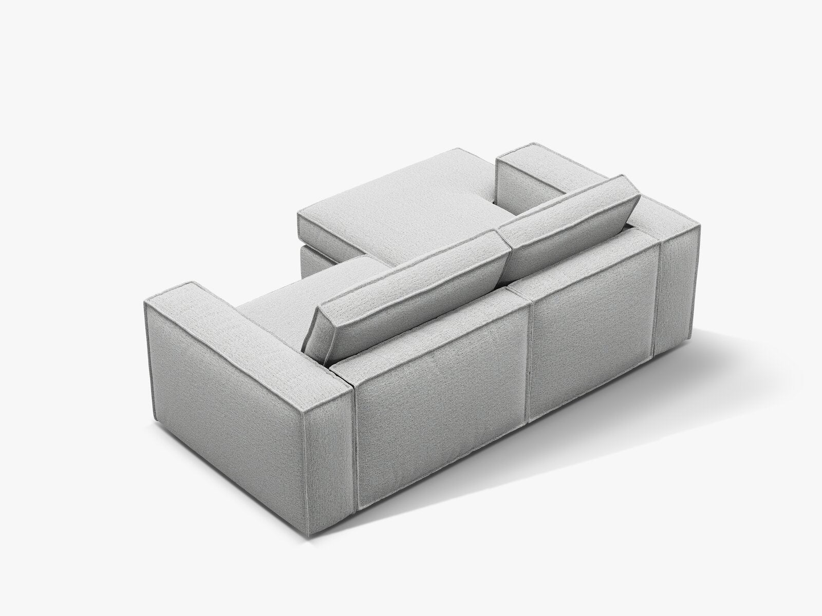 Micadoni modulares Ecksofa Pola 2-Sitzer kleine Version Links Strukturierter Stoff Babel Hellgrau