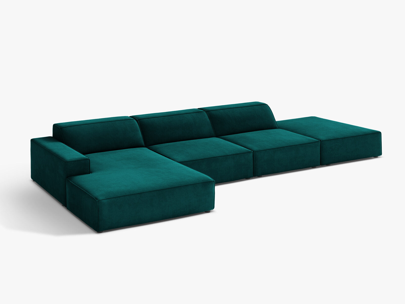 Micadoni Ecksofa Jodie 5-Sitzer Links Samt Venus Dunkel Petrol