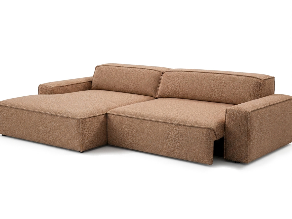 Bobochic Abel Ecksofa mit Schlaffunktion Melange-Stoff Orange Ecke links