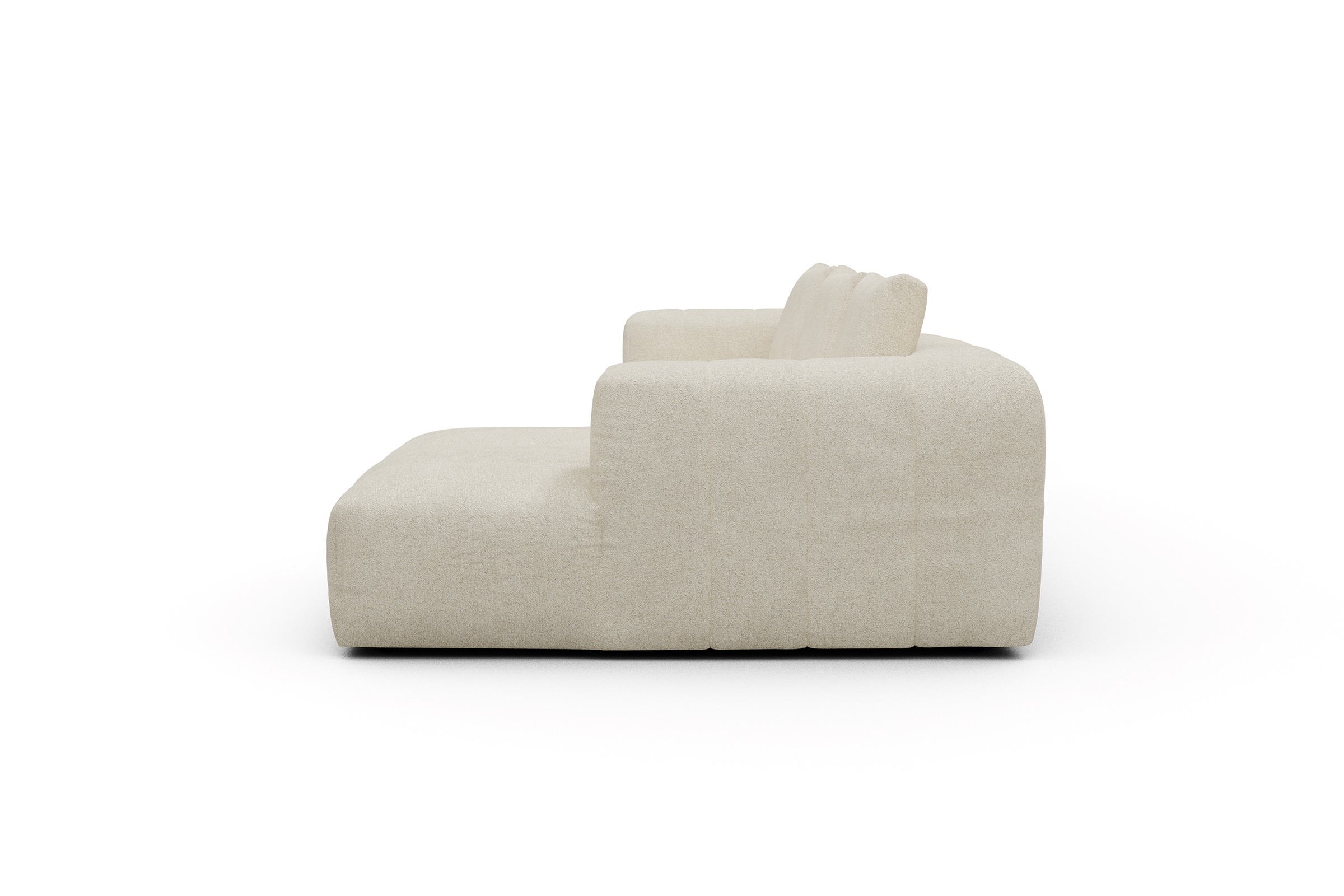 Ecksofa Hugo 2,5-Sitzer Armlehne links mit Chaiselongue Boucle-Off-White
