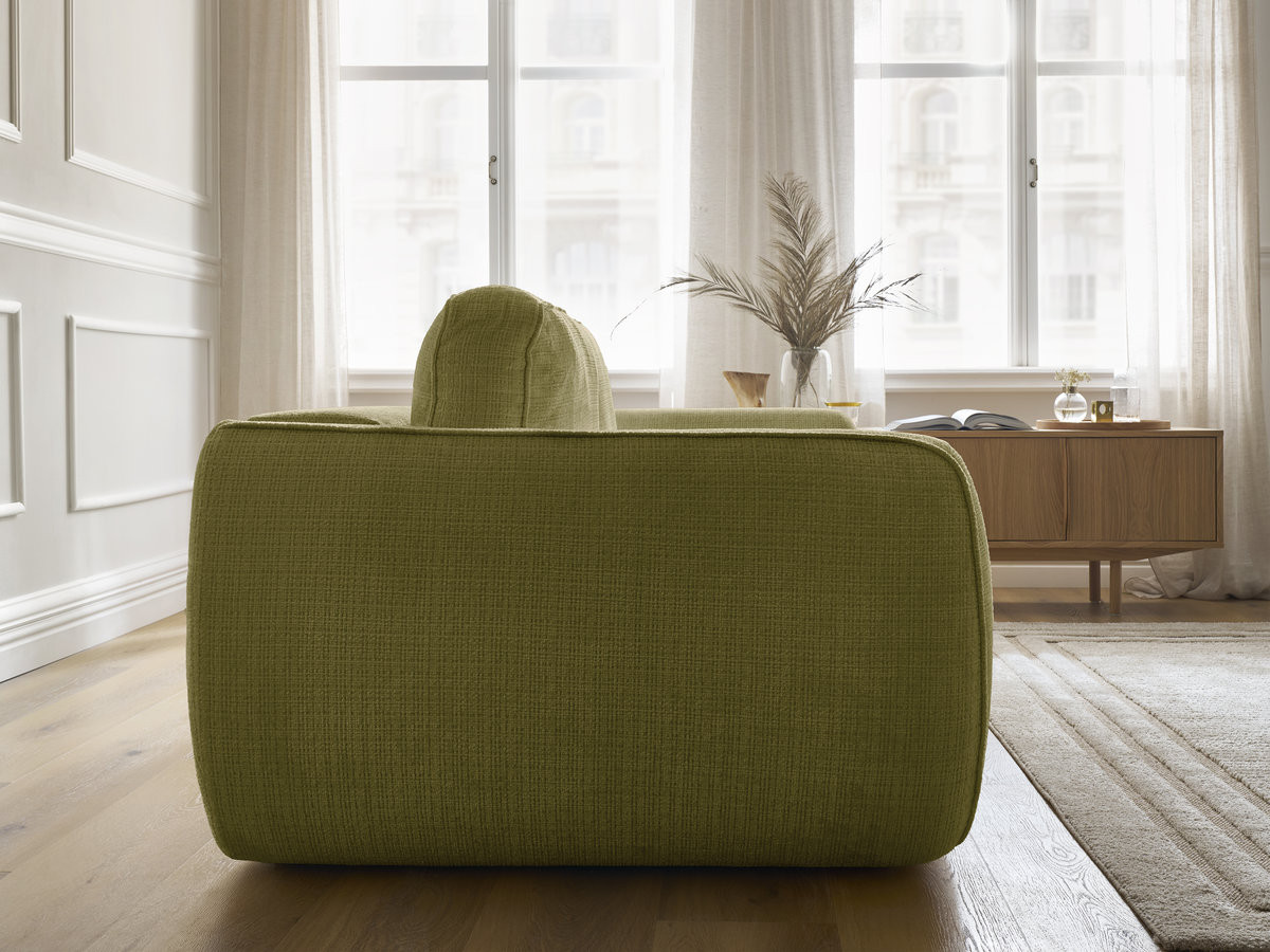 Bobochic Denise Schlafsofa 3-Sitzer mit Bettkasten Strukturstoff Grün