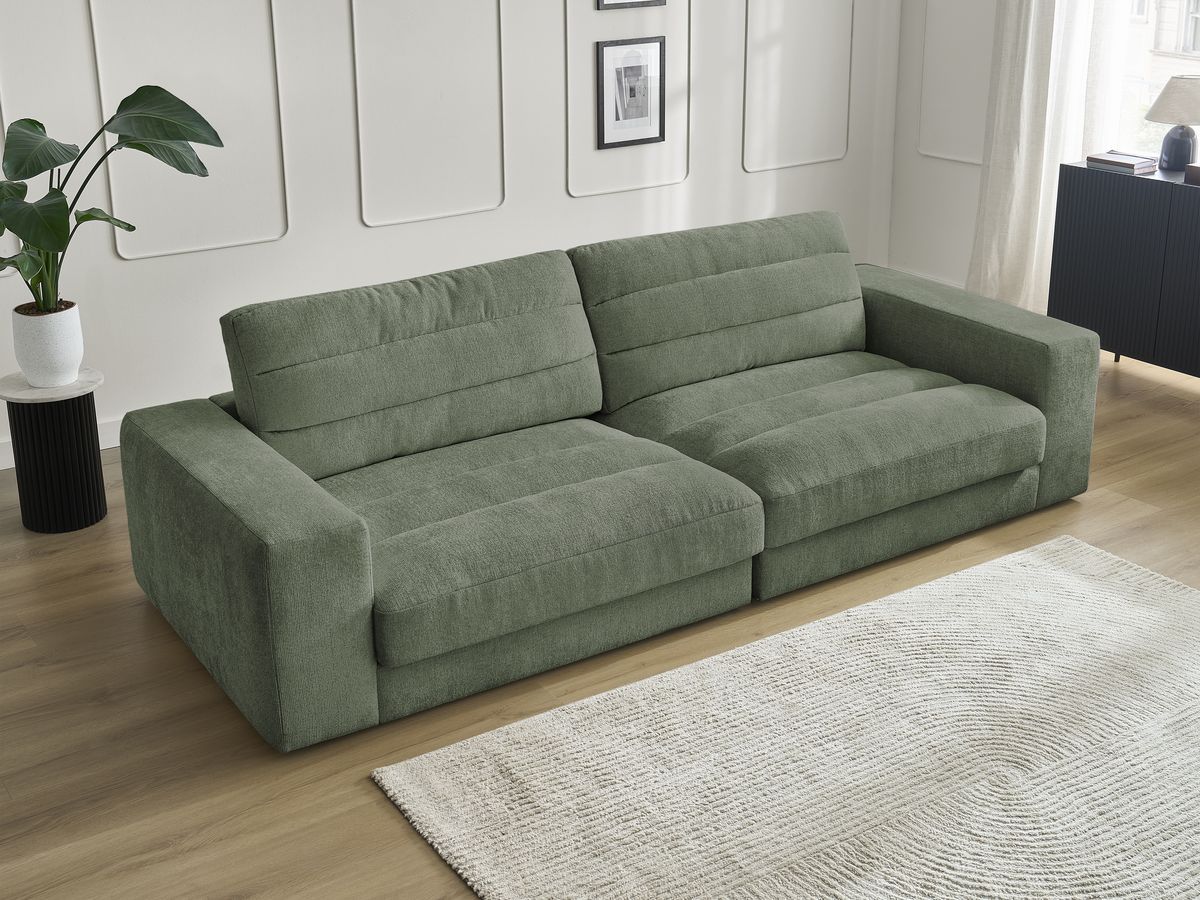 Bobochic Sierra Sofa 3-Sitzer Strukturstoff Dunkelgrün