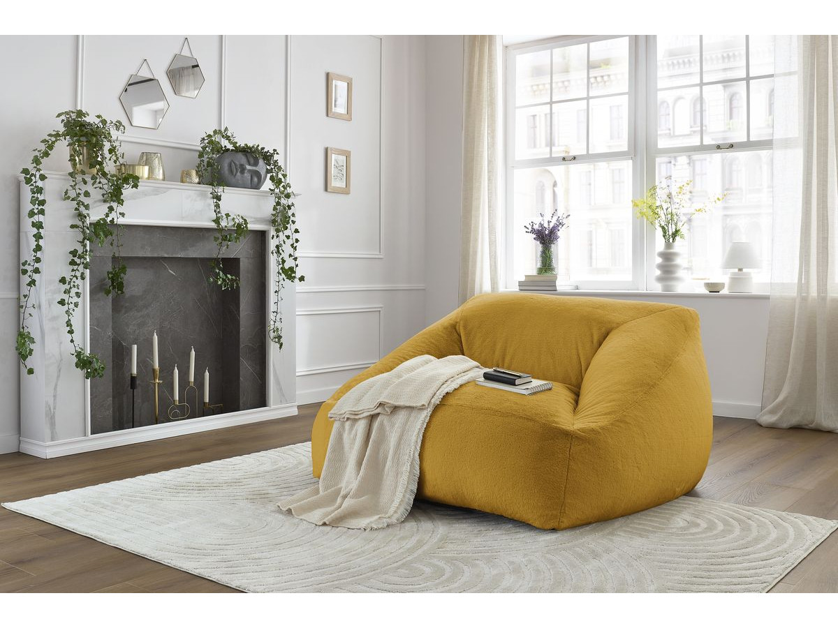 Bobochic Lilibet Pouf Kunstfell Gelb