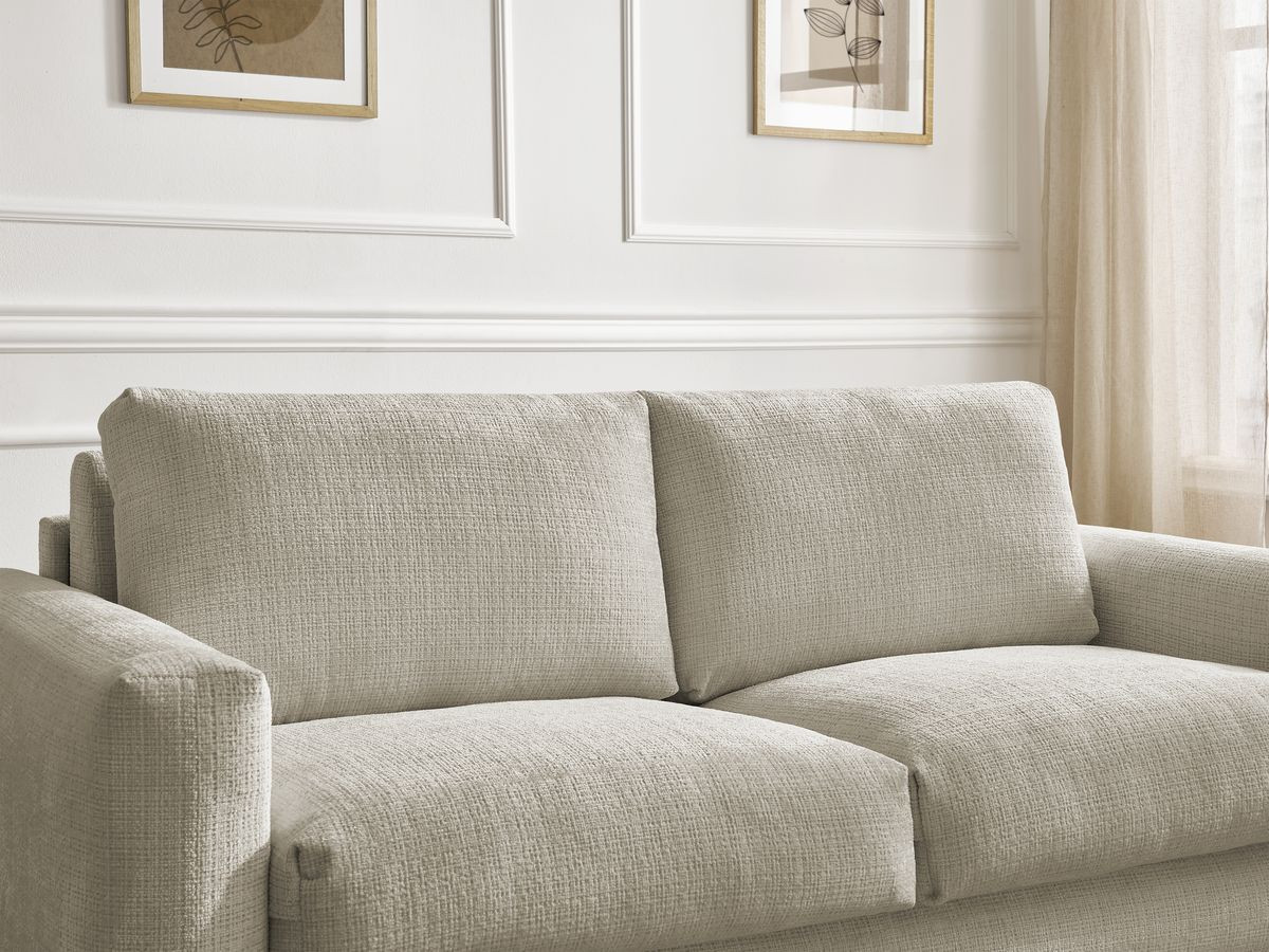 Bobochic Cocoone Schlafsofa 3-Sitzer Strukturstoff Beige, Liegefläche 160 × 200 cm