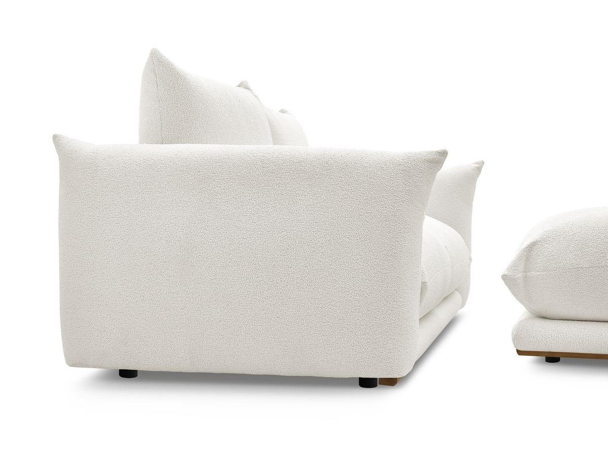 Bobochic Ernest Sofa 3-Sitzer mit Pouf 193 × 106 cm Bouclé-Stoff Weiß
