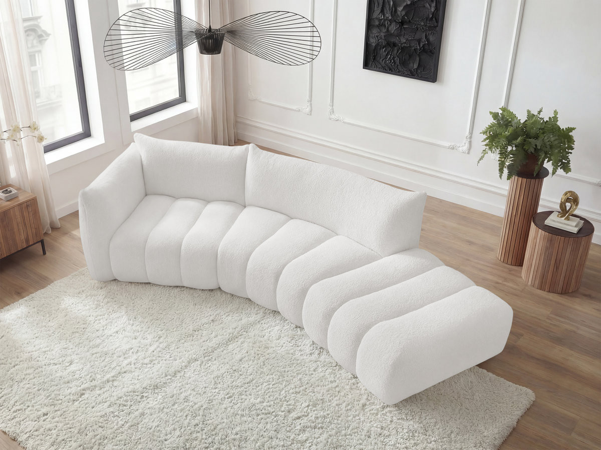 Bobochic Azra Ecksofa 325 × 112 cm Bouclé-Stoff Weiß Ecke links