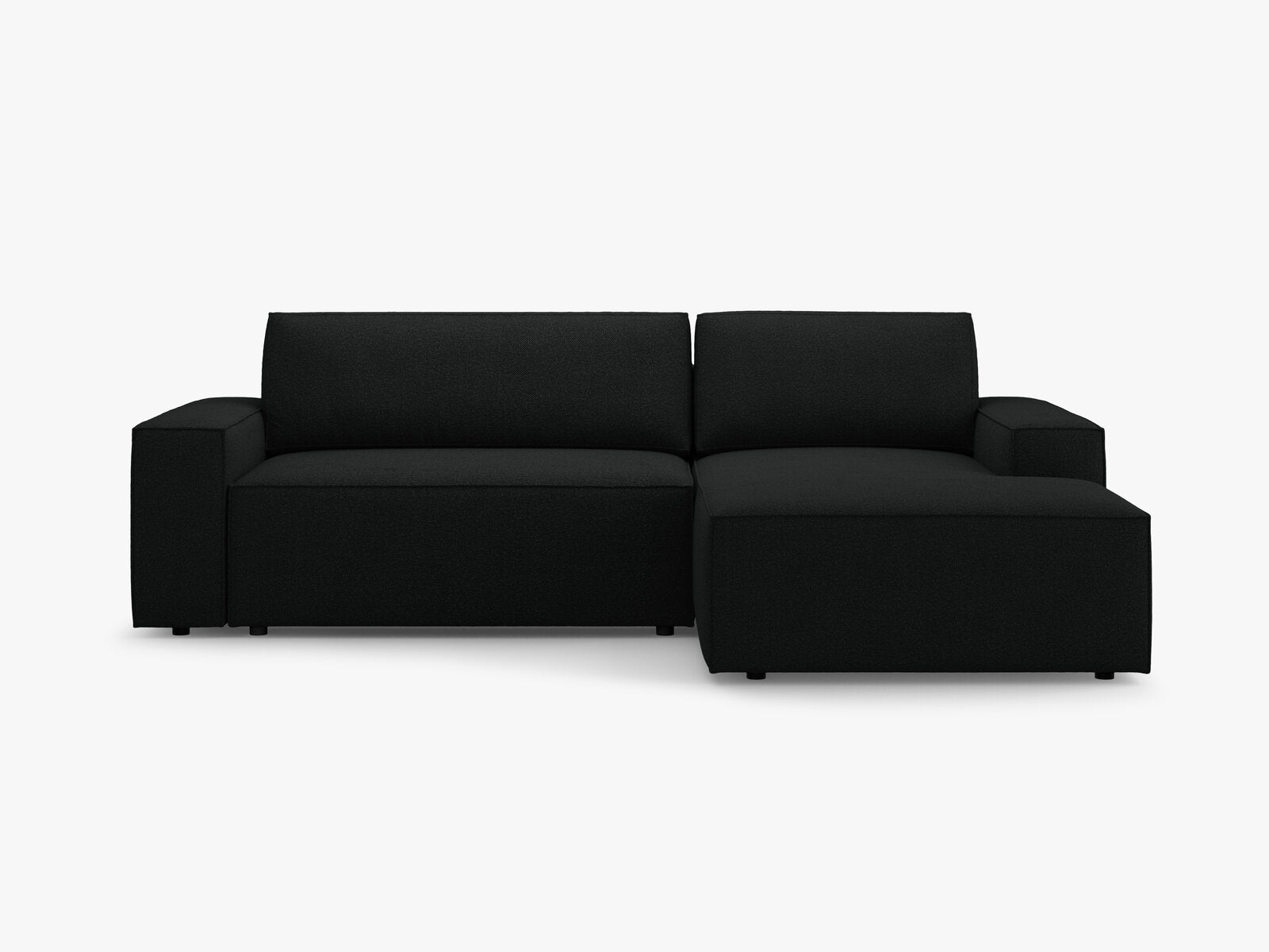 Micadoni Schlaf-Ecksofa Jodie 3-Sitzer Rechts Boucle Schwarz