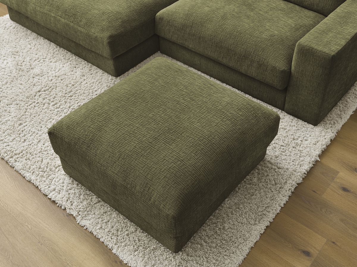 Bobochic Leonard Ecksofa mit Pouf 234 × 159 cm Strukturstoff Grün Ecke links