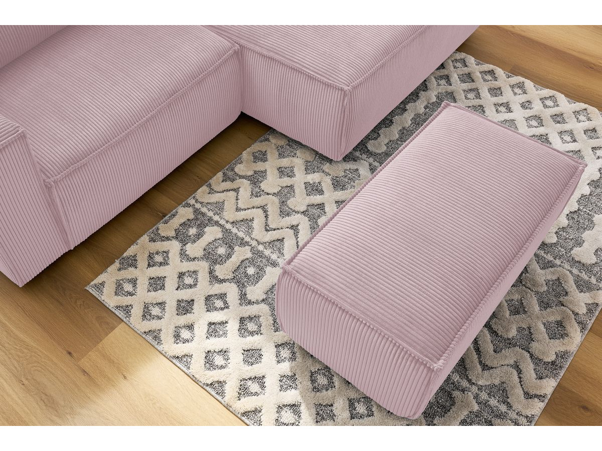 Bobochic Nihad Ecksofa mit Pouf Cordsamt Violett Ecke rechts