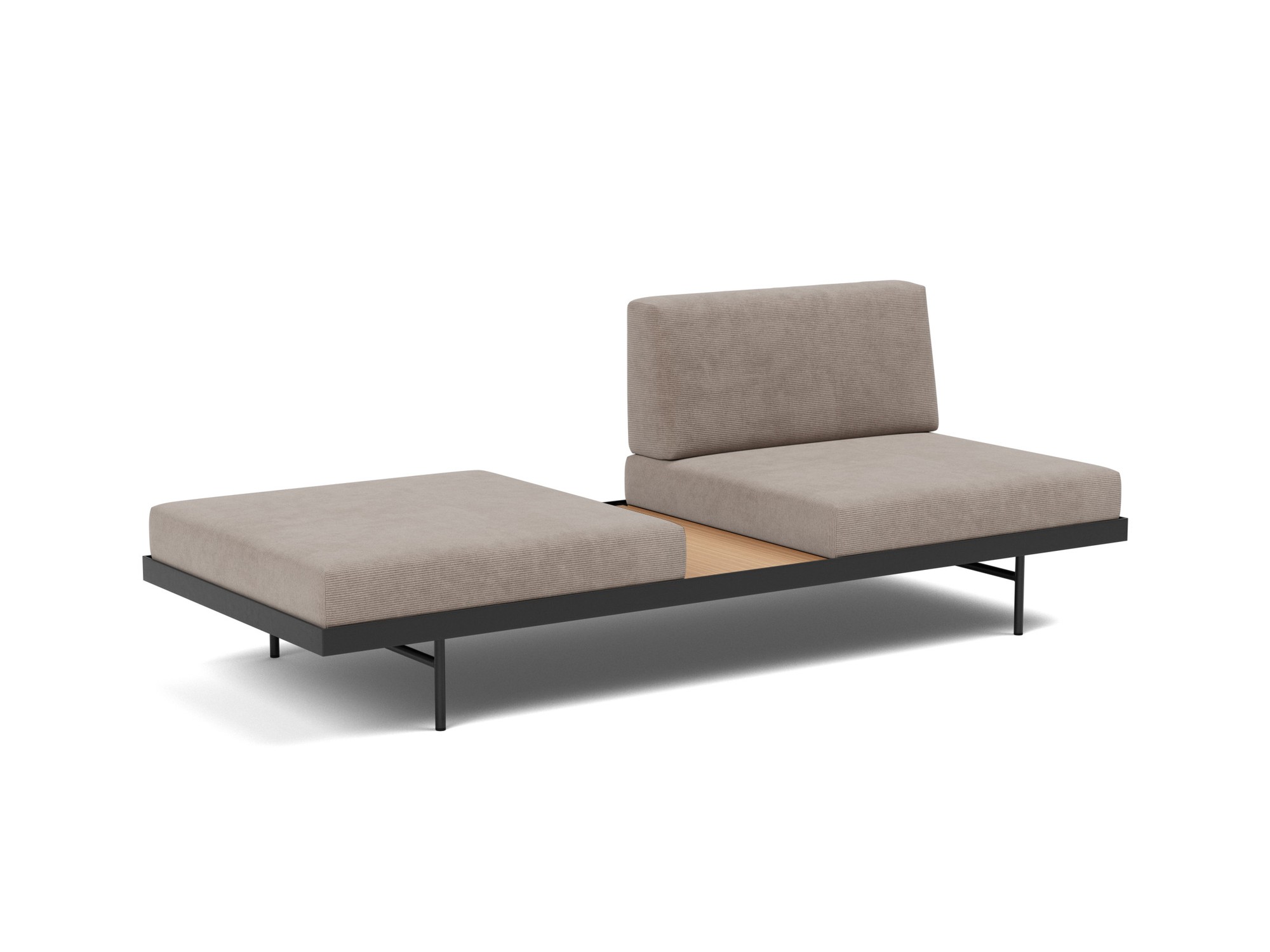 Tagesbett Puri Kord Cordufine 318-Beige Beine mit Eichentisch