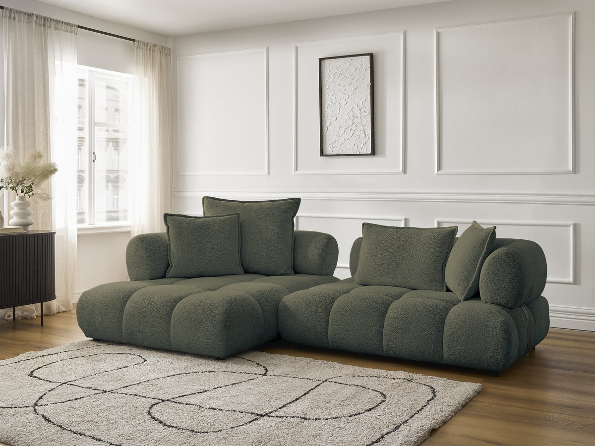 Bobochic Alya Ecksofa Bouclé-Stoff Grün Ecke links