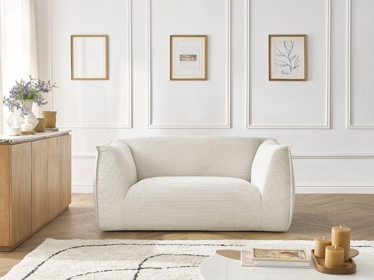Bobochic Giorgia Sofa 2-Sitzer Cordsamt Beige