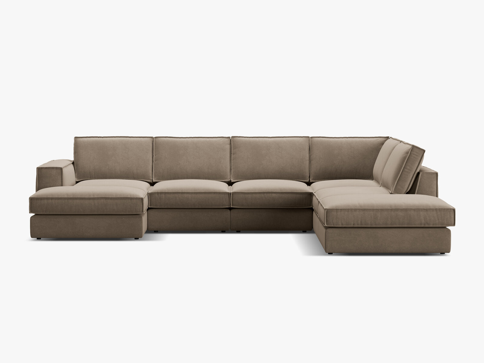 Micadoni modulares Panorama Ecksofa Pola 5-Sitzer Rechts Samt Salvador Grau Braun