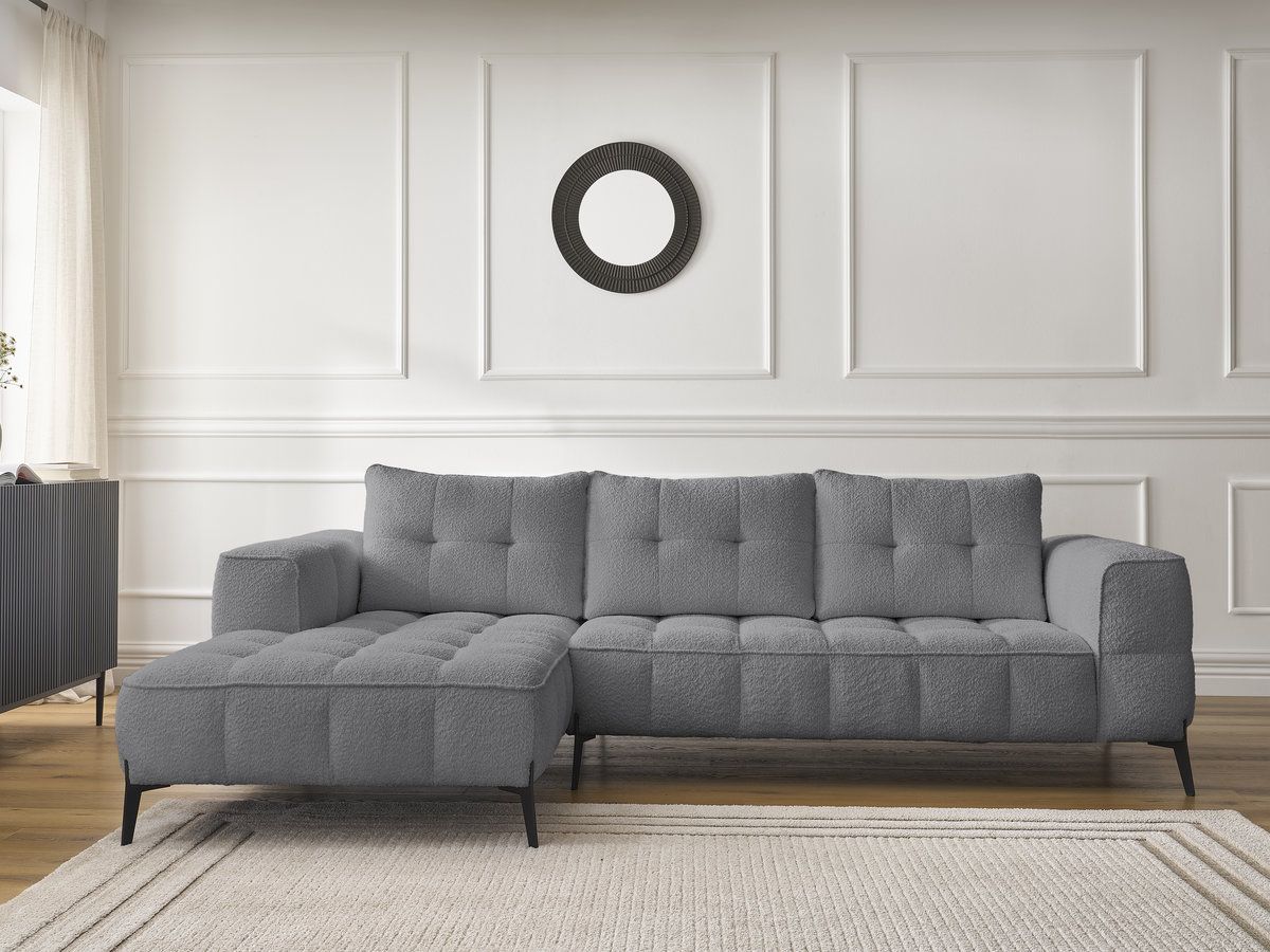Bobochic Anis Ecksofa Bouclé-Stoff Dunkelgrau Ecke links