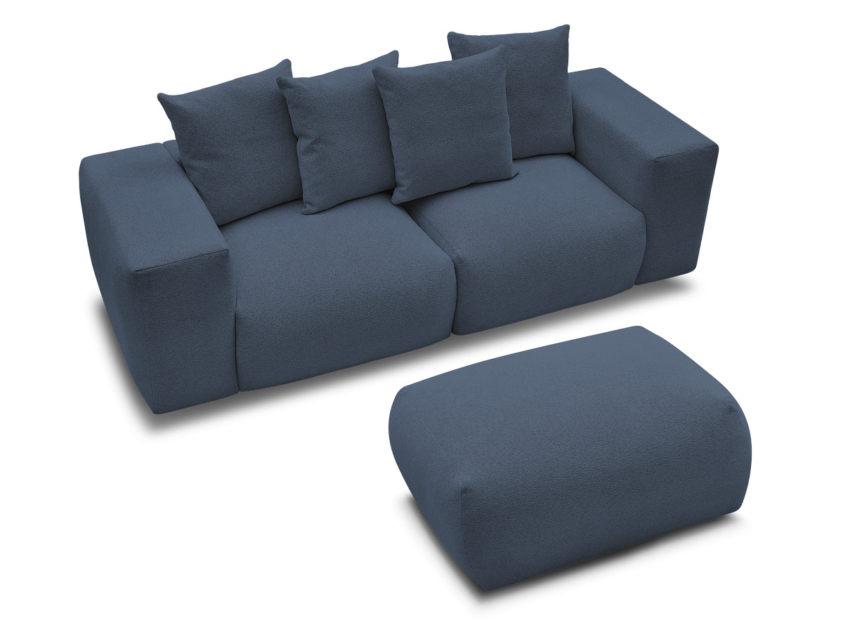 Bobochic Voltaire Sofa 4-Sitzer mit Pouf 248 × 100 cm Melange-Stoff Dunkelblau