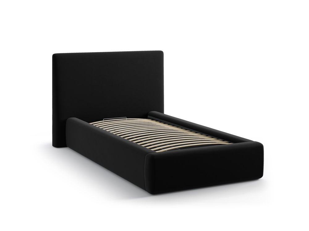 Cosmopolitan Design Stauraumbett mit Kopfteil Asti Samt Magic Velvet Schwarz