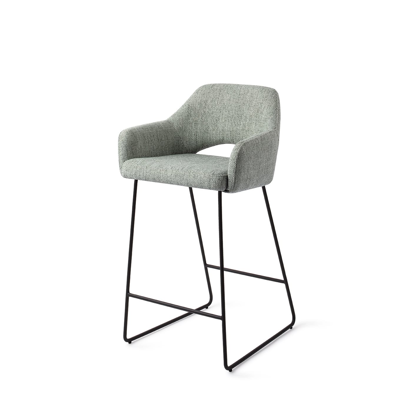 Jesper Home Barhocker Yanai Soft-Sage Slide Schwarz Barhöhe (75cm)