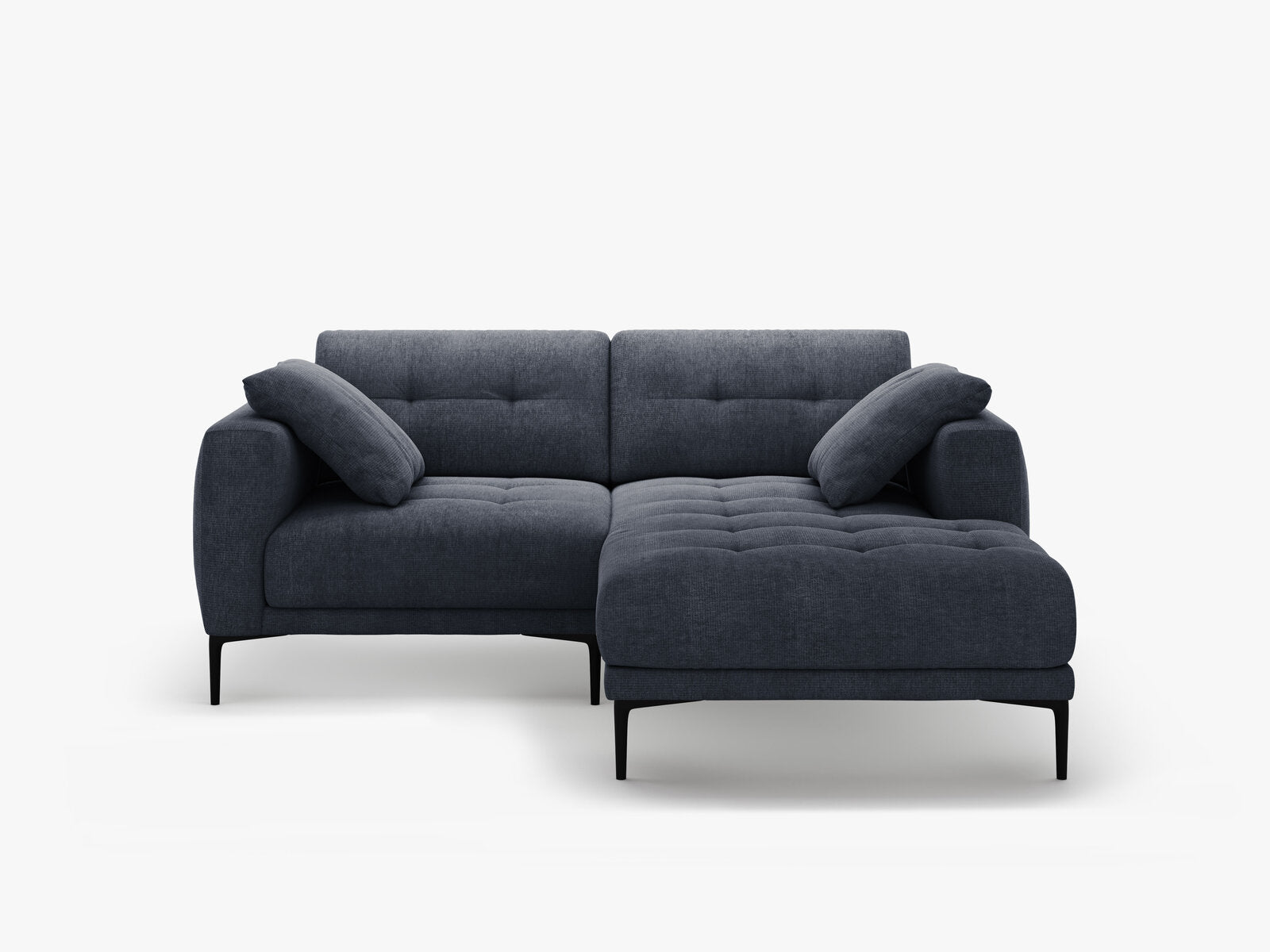Micadoni Ecksofa Bemy 2-Sitzer Rechts Strukturierter Stoff Dunkelblau