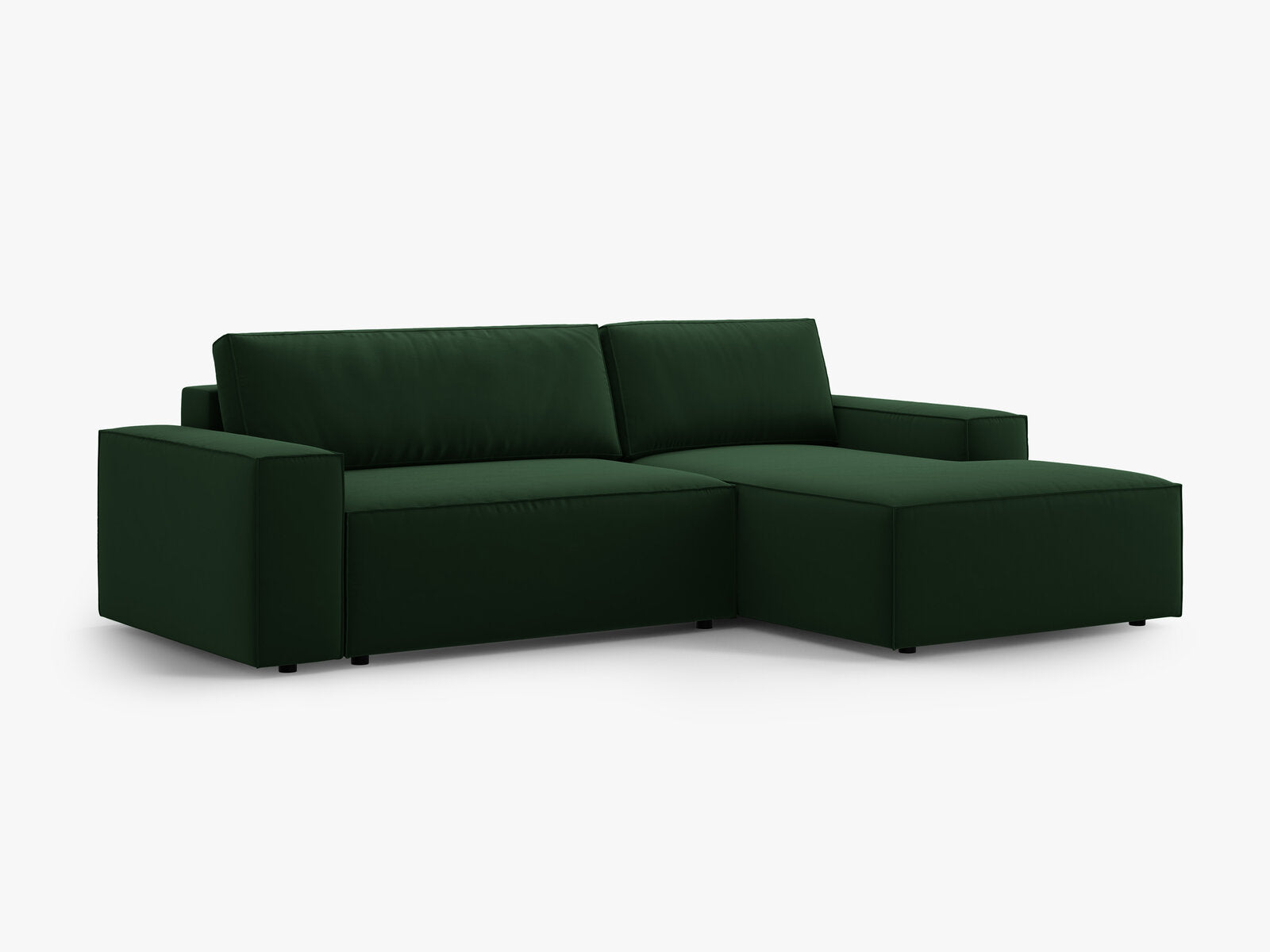 Micadoni Schlaf-Ecksofa Jodie 3-Sitzer Rechts Samt Flaschengrün