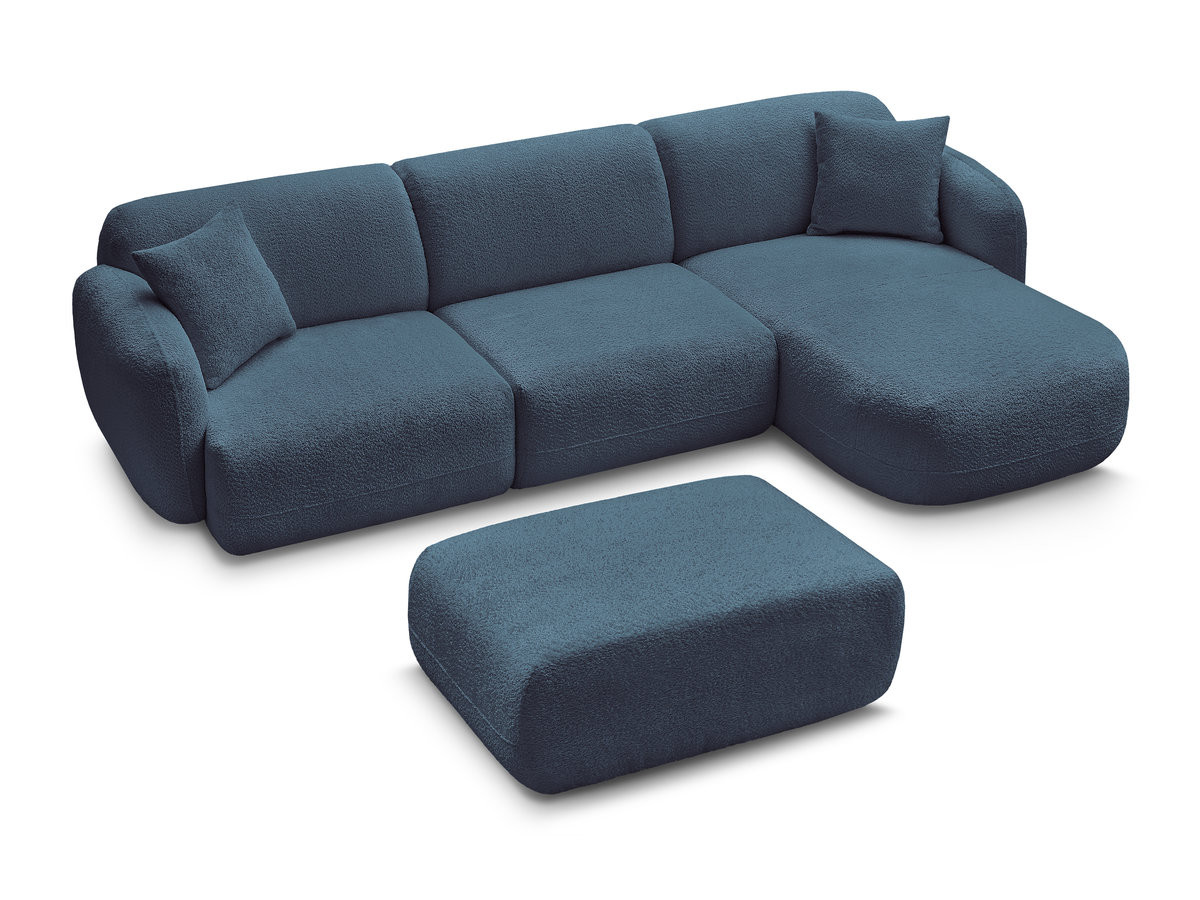 Bobochic Anda Ecksofa mit Pouf 292 × 163 cm Chenille Hellblau Ecke rechts