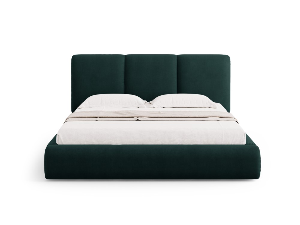 Cosmopolitan Design Stauraumbett mit Kopfteil Nicolas 140x200 Chenille Rebel Flaschengrün