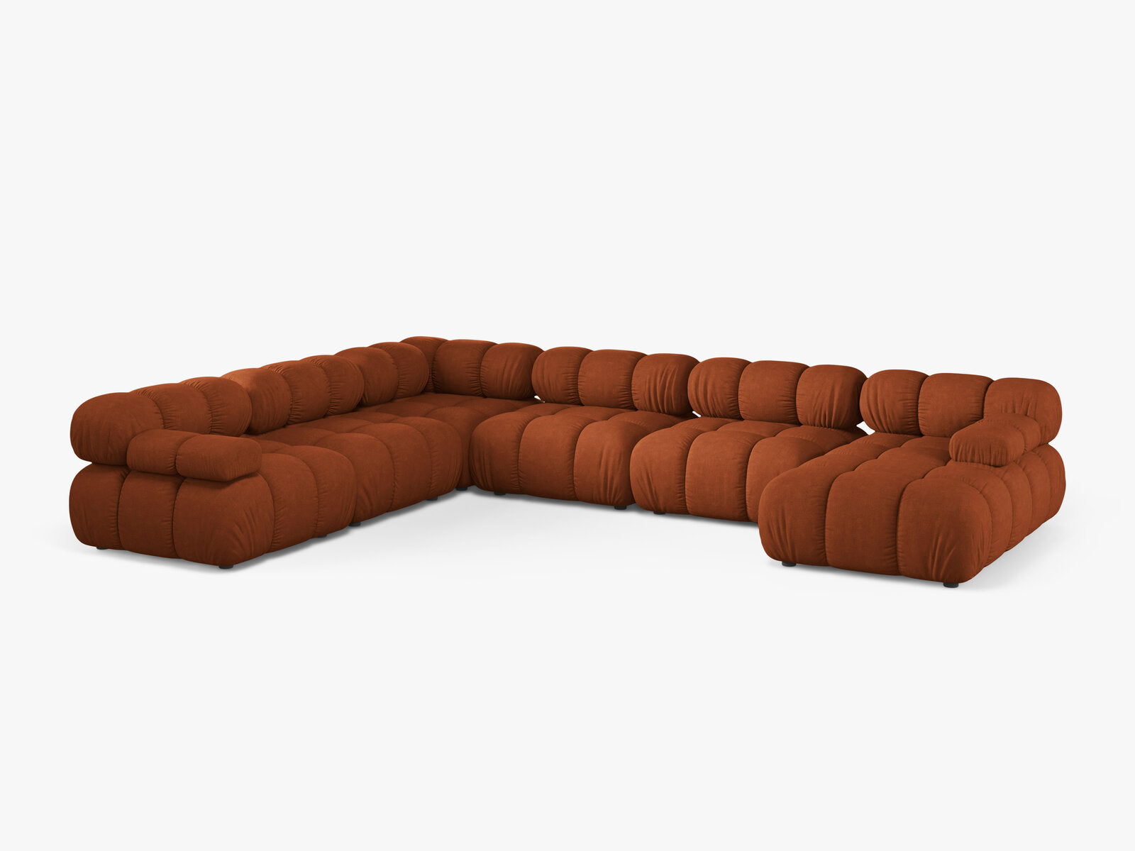 Micadoni Modulares Panorama Ecksofa Bellis 8-Sitzer Links Strukturierter Stoff Liberty Ziegel