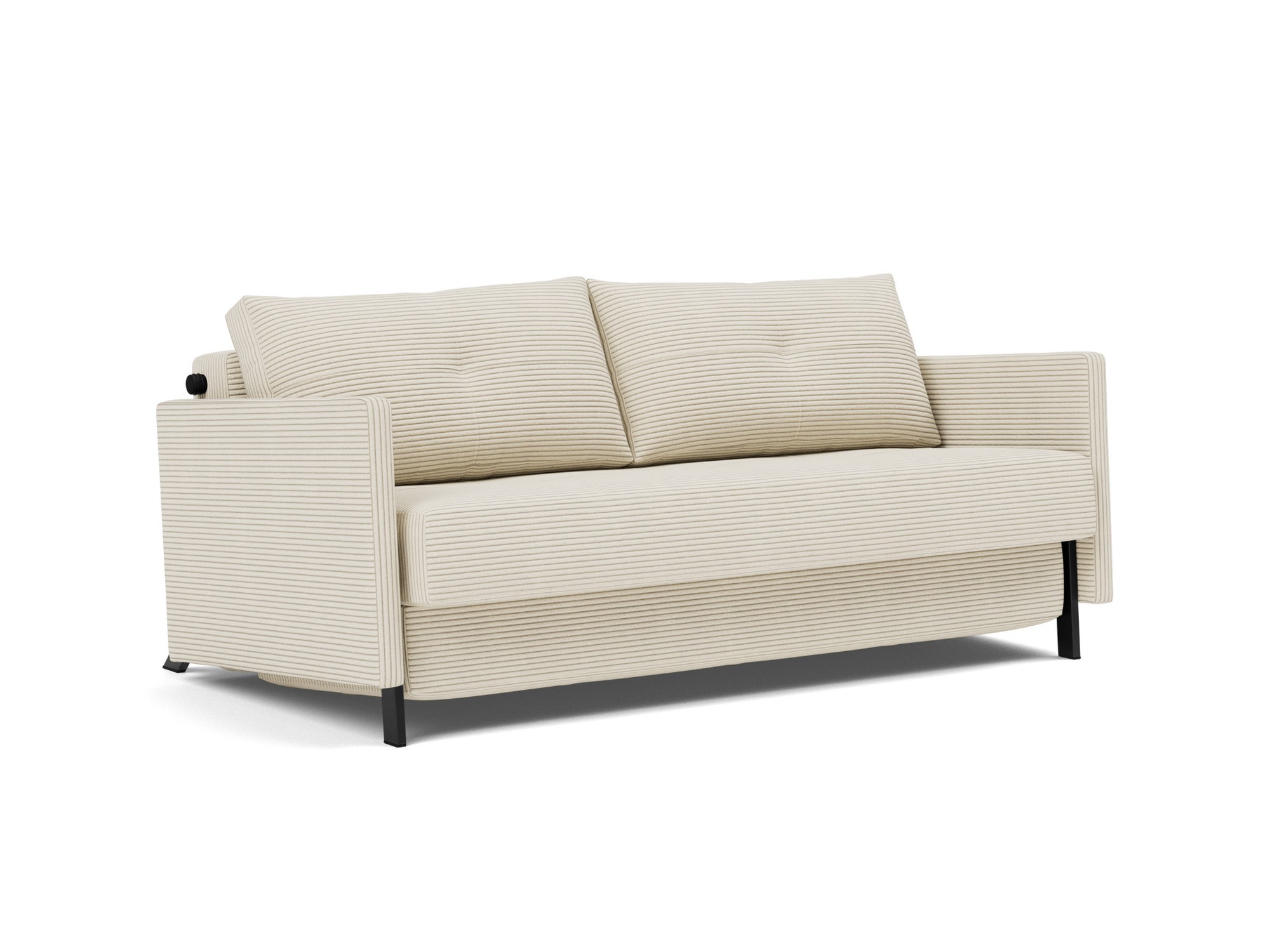 Schlafsofa Cubed mit Armlehnen 160 Kord Corduroy 594-Ivory