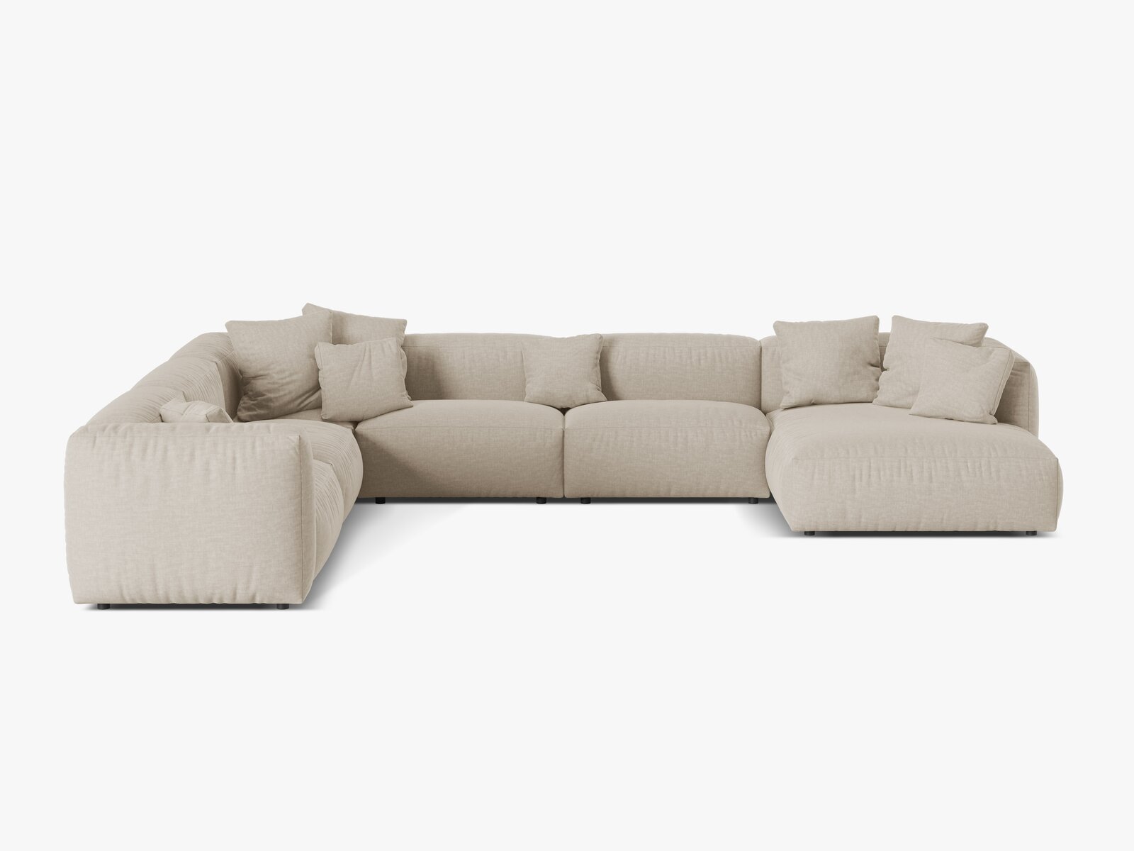Micadoni modulares Ecksofa XL Martina 6-Sitzer Links Strukturierter Stoff Boston Helles Beige