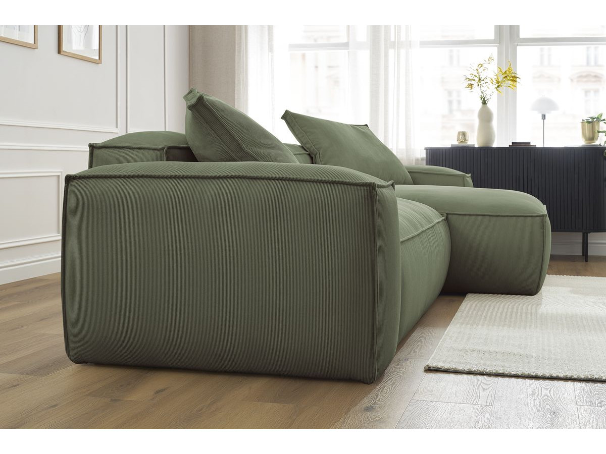 Bobochic Boheme Ecksofa, 3 Kissen Cordsamt Grün