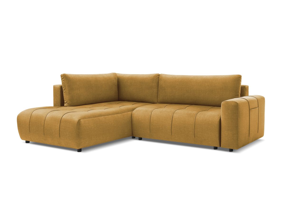 Bobochic Arsene Ecksofa mit Schlaffunktion und Bettkasten 277 × 200 cm Samt Gelb Ecke links