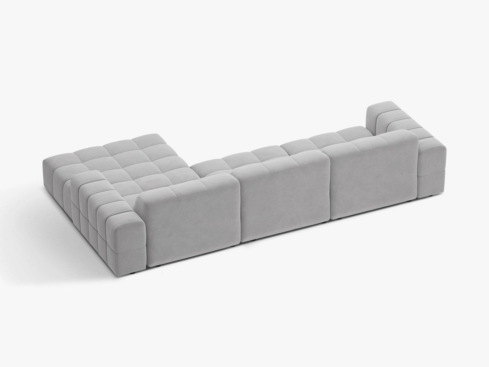 Micadoni Ecksofa Jennifer 4-Sitzer Rechts Samt Bluvel Silber