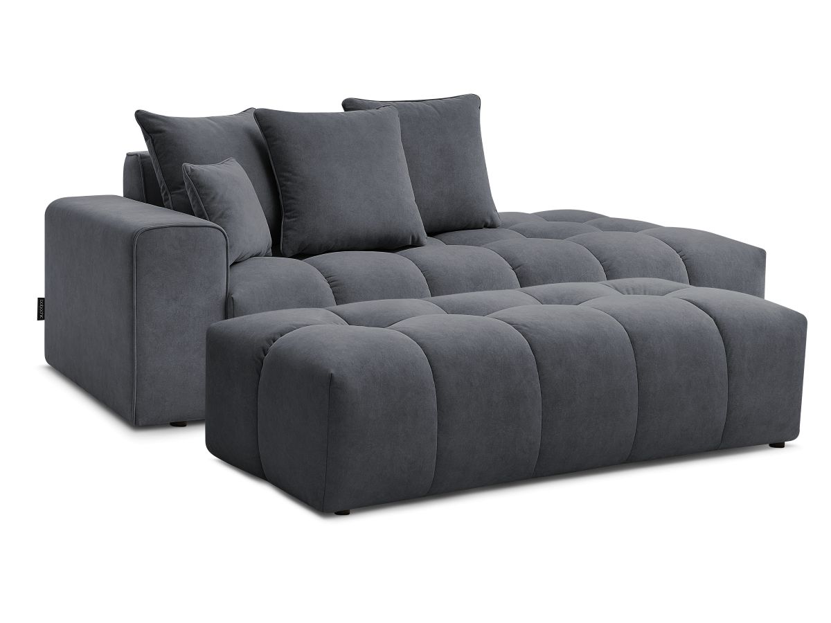 Bobochic Mont-blanc Sofa 5-Sitzer mit Pouf Samt Dunkelgrau Armlehne links