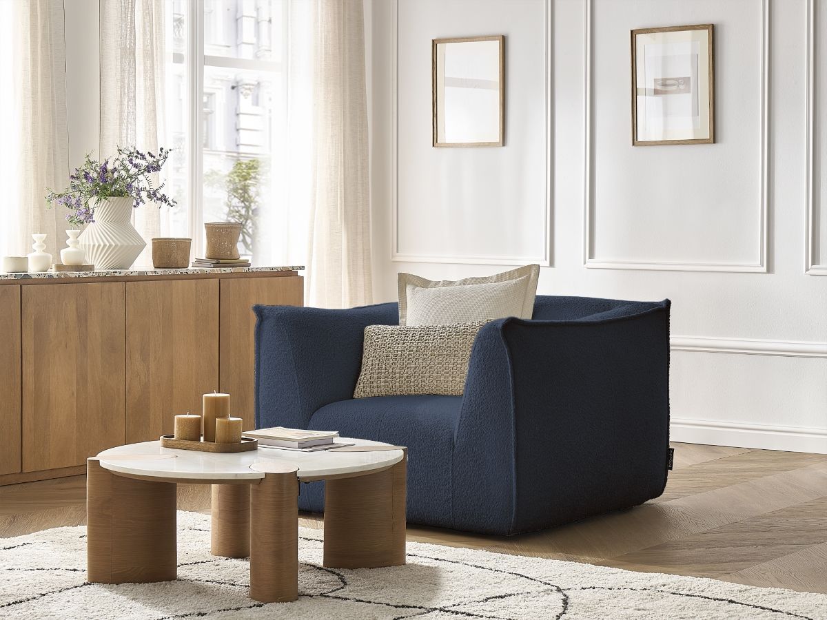 Bobochic Giorgia Sessel Bouclé-Stoff Dunkelblau