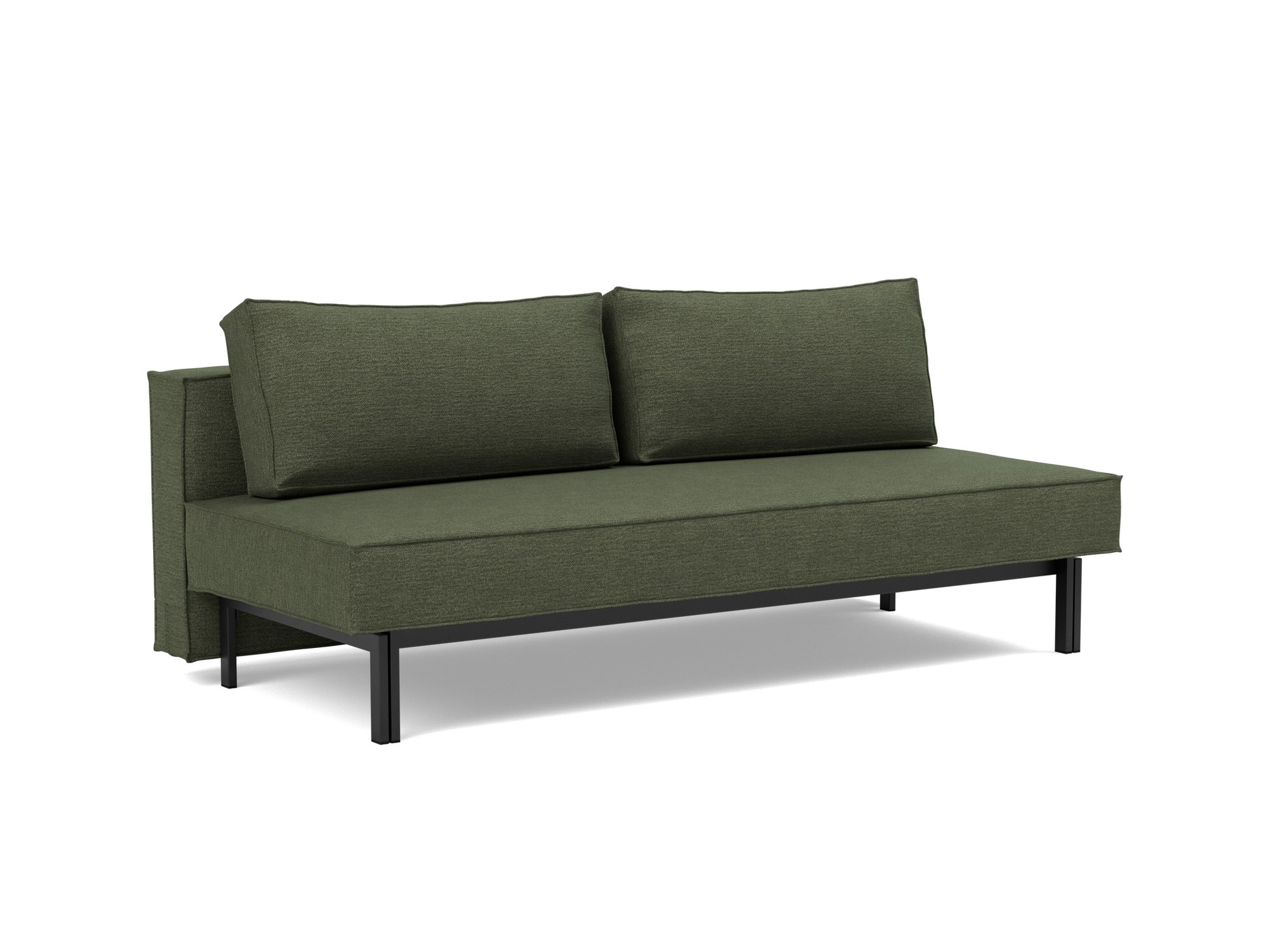 Schlafsofa Sly Strukturierter Stoff Taura 353-Forest Beine Schwarzes Metall