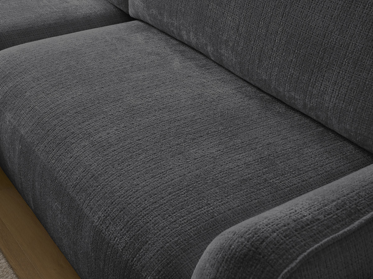 Bobochic Denise Ecksofa mit Schlaffunktion und Bettkasten 258 × 160 cm Strukturstoff Schwarz Ecke links