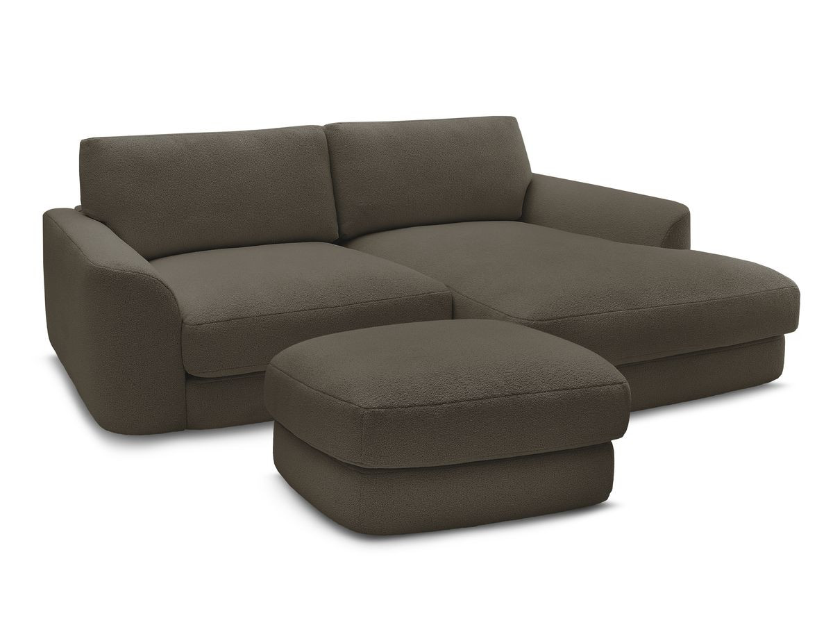 Bobochic Leonore Ecksofa mit Pouf Bouclé-Stoff Braun Ecke rechts