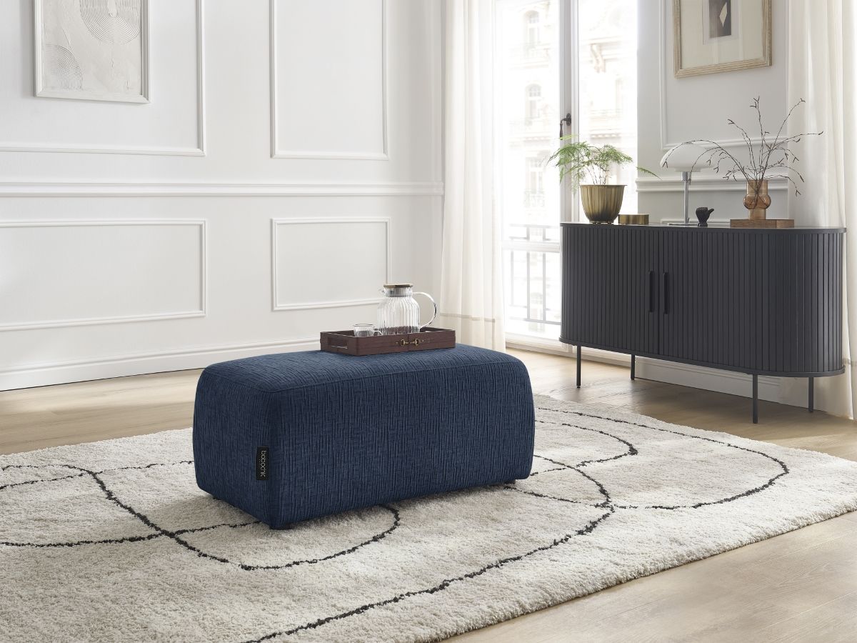 Bobochic Atilla Pouf Strukturstoff Dunkelblau