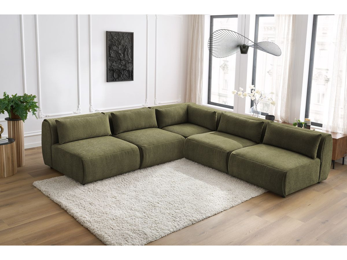 Bobochic Jeanne Ecksofa 299 × 299 cm Strukturstoff Grün