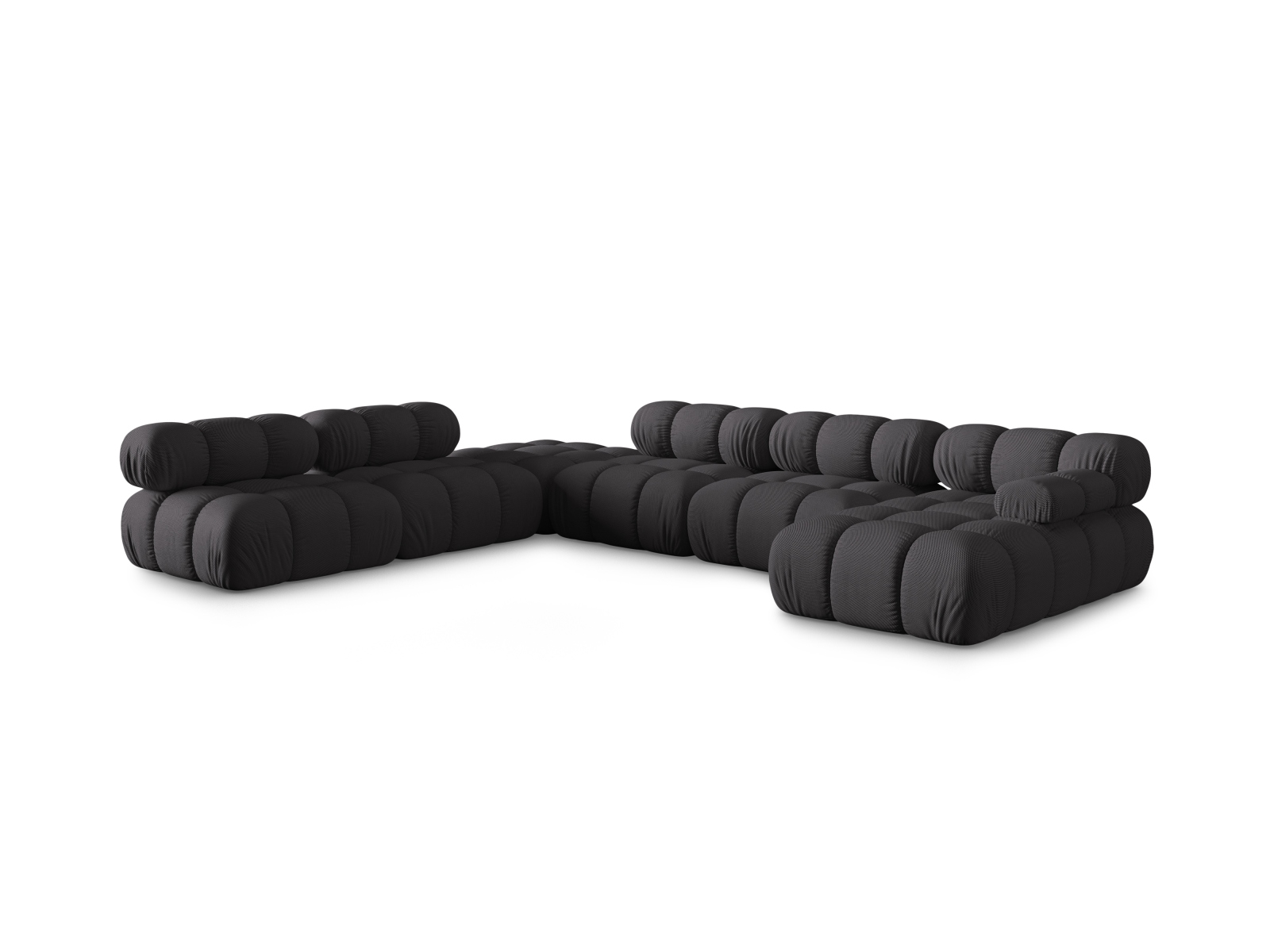 Micadoni Modulares Panorama Ecksofa Bellis 7-Sitzer Links 3D-Stoff Sonic Espresso