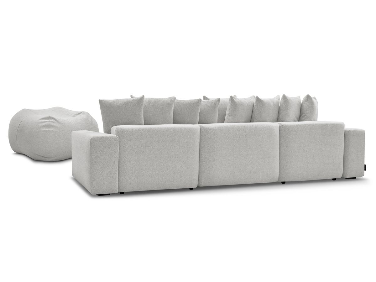 Bobochic Voltaire Wohnlandschaft mit Pouf 420 × 174 cm Melange-Stoff Hellgrau