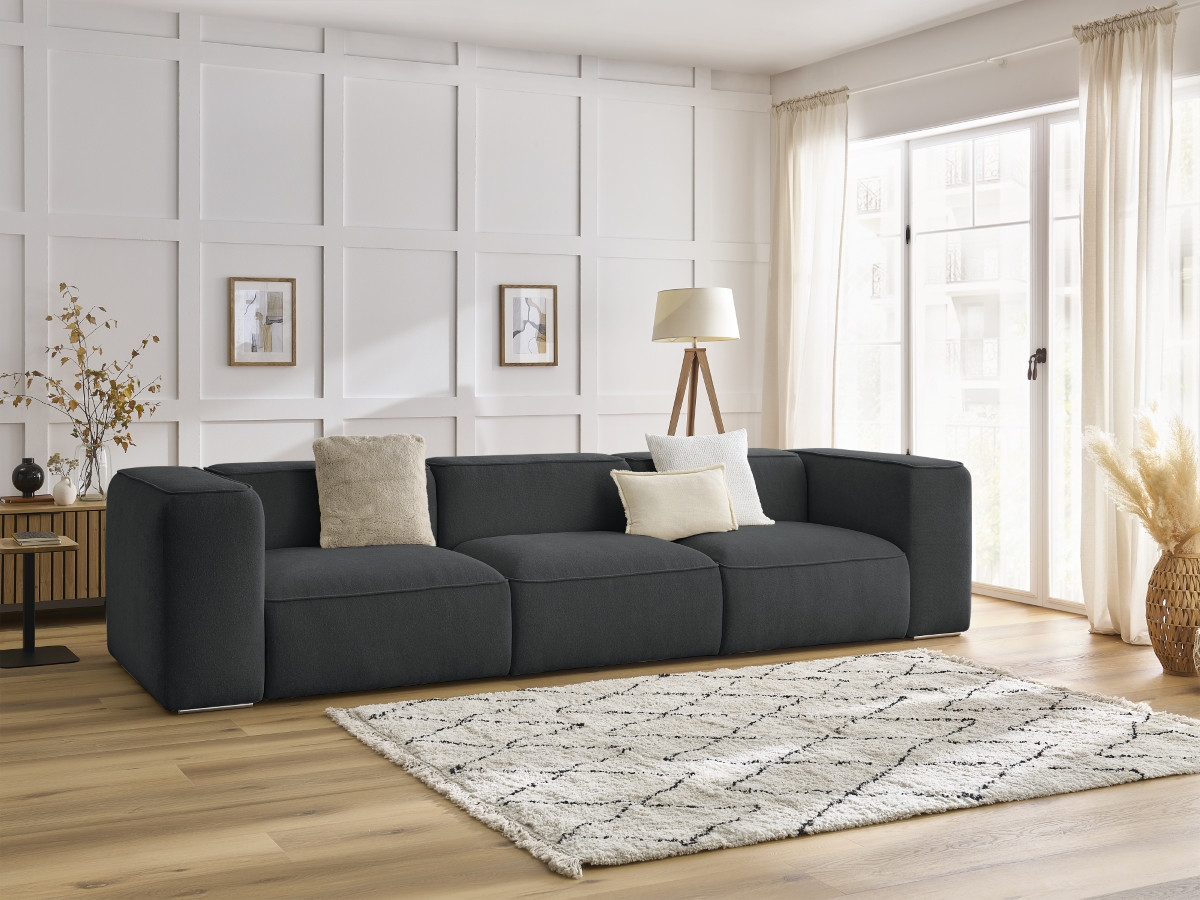Bobochic Zephyr Sofa 3-Sitzer Strukturstoff Dunkelgrau
