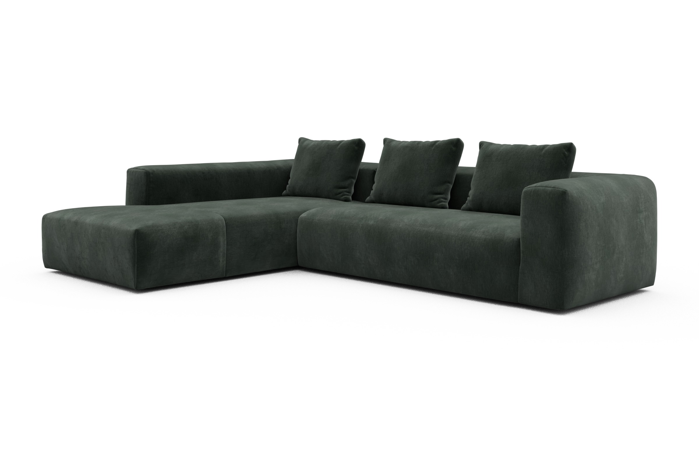 Ecksofa Fred Relax-Ecke links mit 2,5-Sitzer Smooth-Laurel-Green