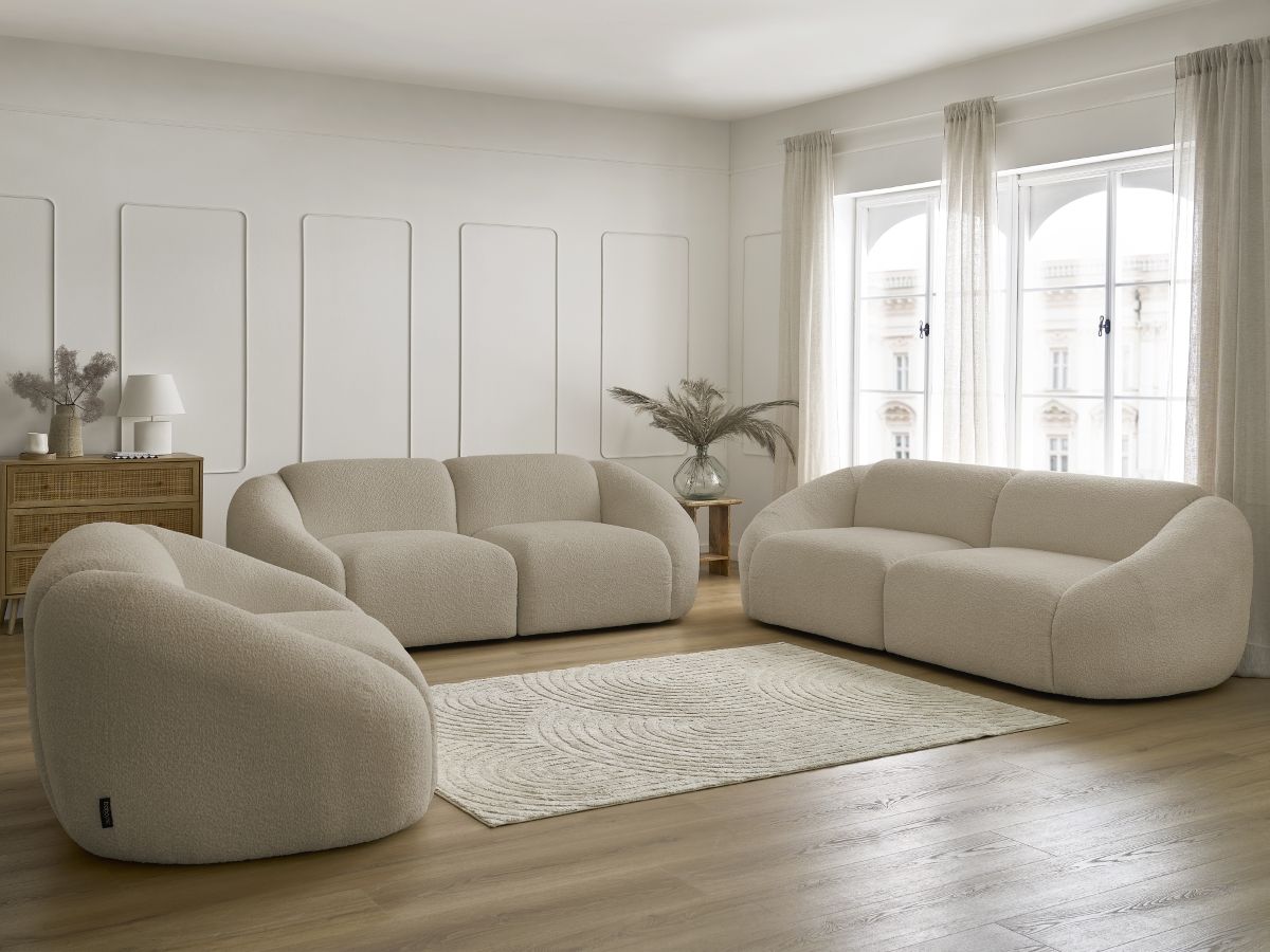Bobochic Tina Sofa 6-Sitzer Bouclé-Stoff Beige