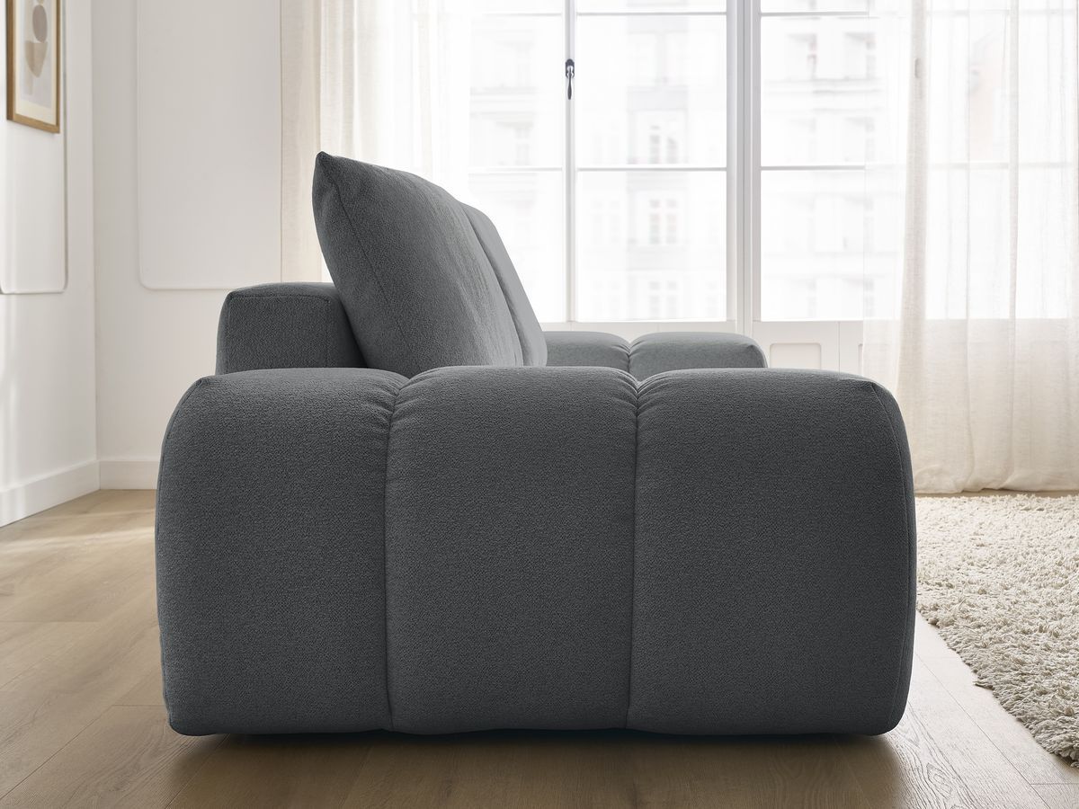 Bobochic Everest Sofa 3-Sitzer, 2 Kissen Melange-Stoff Dunkelgrau