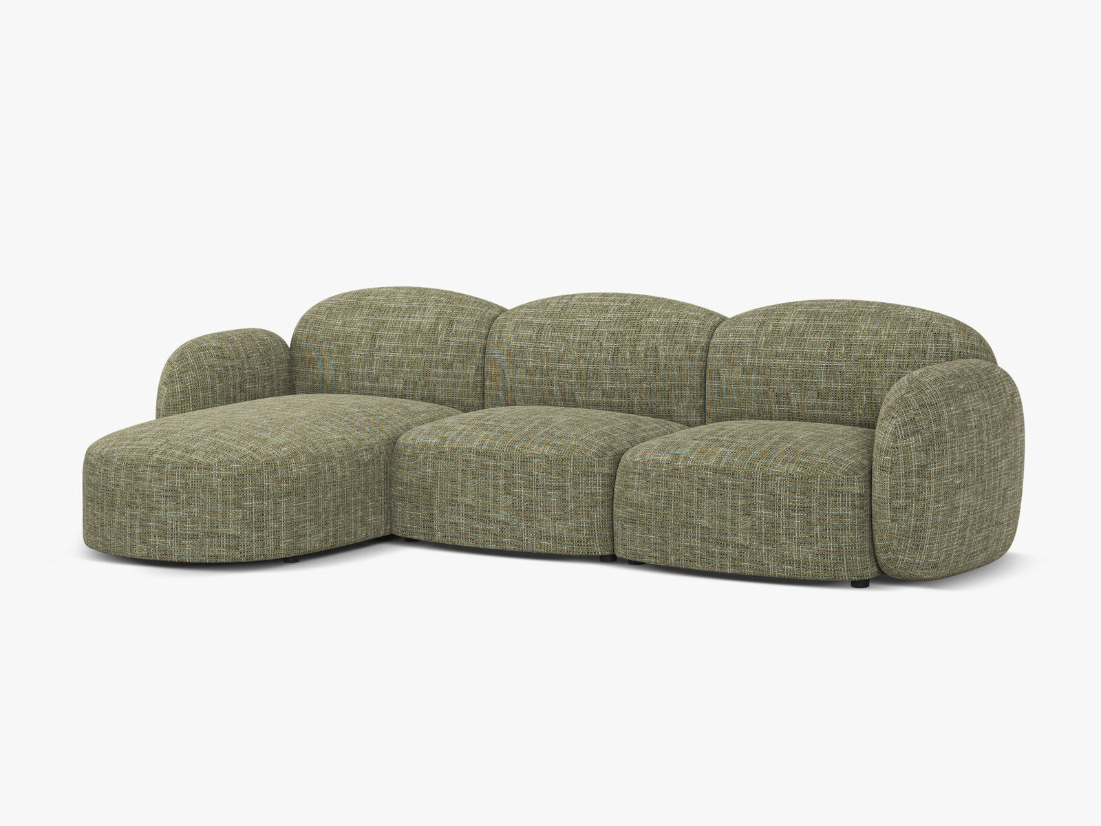 Micadoni Ecksofa Blair 4-Sitzer Links Strukturierter Stoff Baltimore Olive