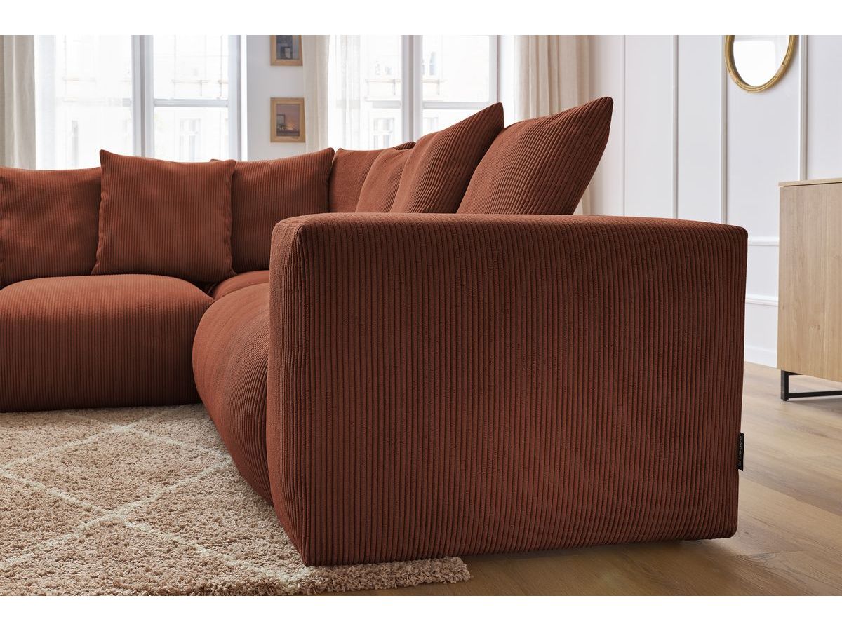 Bobochic Voltaire Ecksofa 268 × 214 cm Cordsamt Orange Ecke links