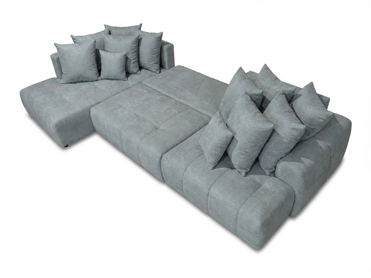 Bobochic Roxelane Wohnlandschaft Melange-Stoff Hellgrau Ecke rechts